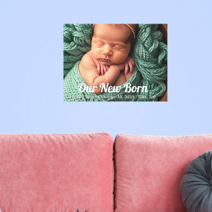 Eenvoudige foto baby pasgeboren personaliseren canvas afdruk