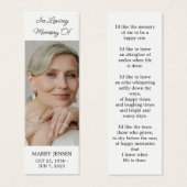 Eenvoudige foto begrafenis gedenkteken Bladwijzer Mini Visitekaartjes (Voorkant /achterkant)