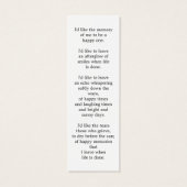 Eenvoudige foto begrafenis gedenkteken Bladwijzer Mini Visitekaartjes (Achterkant)