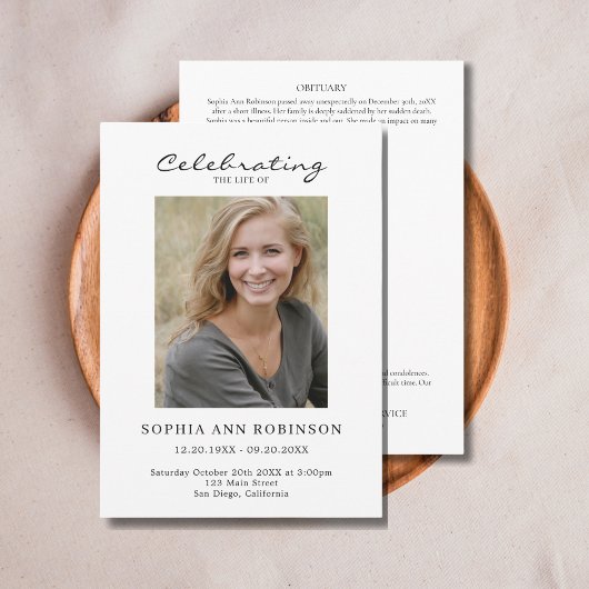 Eenvoudige foto begrafenis herdenking Orde van Ser Programmakaart