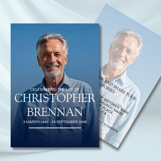 Eenvoudige foto begrafenis herdenking van het leve kaart