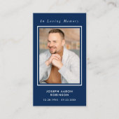 Eenvoudige Foto Begrafenis Memorial Blue Prayer Ka Visitekaartje (Voorkant)