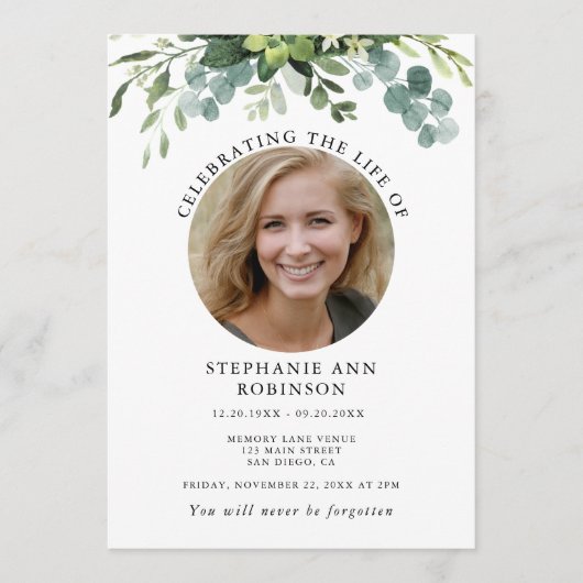 Eenvoudige Foto Begrafenis Orde van Dienst Programmakaart (Voorkant)