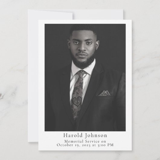 Eenvoudige foto begrafenisaankondiging kaart (Voorkant)