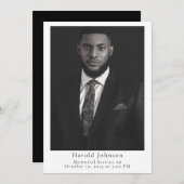 Eenvoudige foto begrafenisaankondiging kaart (Voorkant / Achterkant)