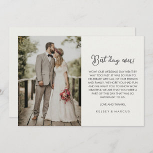 Eenvoudige foto "Beste dag ooit" bruiloft Dank u Bedankkaart