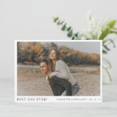 Eenvoudige foto Beste dag van het huwelijk Bedankkaart (Staand voorkant)