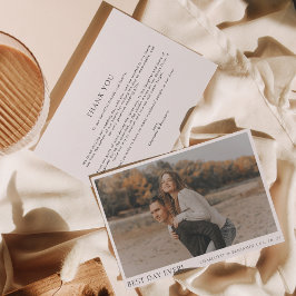 Eenvoudige foto Beste dag van het huwelijk Bedankkaart