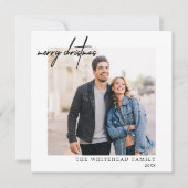 Eenvoudige foto Black Merry-kerstwit Feestdagenkaart (Voorkant)