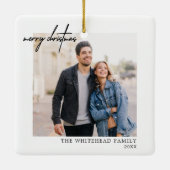 Eenvoudige foto Black Merry-kerstwit Keramisch Ornament (Achterkant)