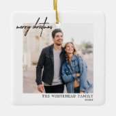 Eenvoudige foto Black Merry-kerstwit Keramisch Ornament (Voorkant)