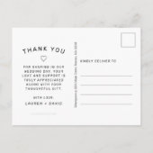 Eenvoudige foto Black Script bruiloft Dank u Briefkaart (Achterkant)