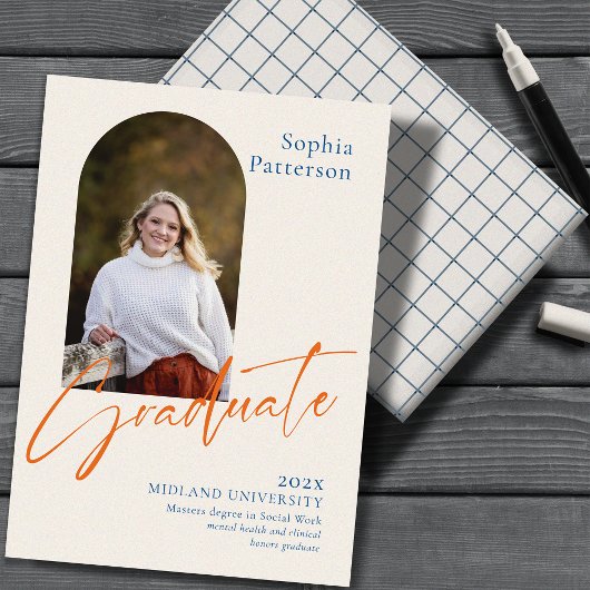 Eenvoudige foto Blauw & Sinaasappel Aankondiging