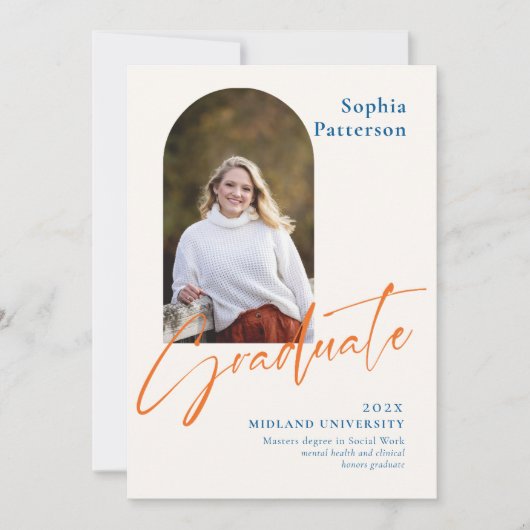 Eenvoudige foto Blauw & Sinaasappel Aankondiging (Voorkant)