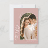 Eenvoudige foto Blush Pink Weddenschap Bedankkaart (Voorkant)