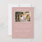 Eenvoudige foto Blush Pink Weddenschap Bedankkaart (Achterkant)