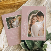Eenvoudige foto Blush Pink Weddenschap Bedankkaart
