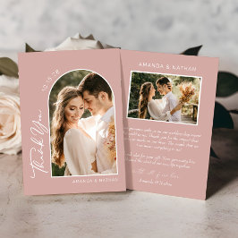 Eenvoudige foto Blush Pink Weddenschap Bedankkaart