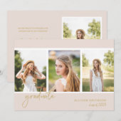 Eenvoudige Foto Blush Roze Afstudeerfeest Aankondiging (Voorkant / Achterkant)