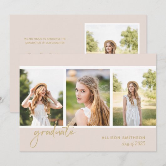 Eenvoudige Foto Blush Roze Afstudeerfeest Aankondiging (Voorkant / Achterkant)