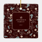 Eenvoudige Foto Boho Winter Greenery Kerstmis Keramisch Ornament (Achterkant)