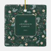 Eenvoudige Foto Boho Winter Greenery Kerstmis Keramisch Ornament (Achterkant)