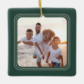 Eenvoudige Foto Boho Winter Greenery Kerstmis Keramisch Ornament (Voorkant)