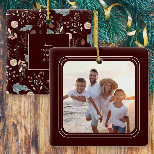 Eenvoudige Foto Boho Winter Greenery Kerstmis Keramisch Ornament