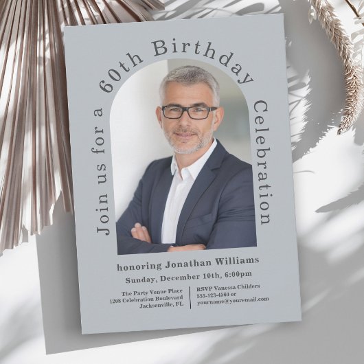 Eenvoudige foto boog 60e verjaardag partij kaart