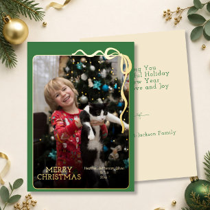 Eenvoudige Foto Boog Prettig Kerstfeest Groen & Go Folie Feestdagenkaart