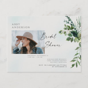 Eenvoudige foto-Bridal Shower Invitation Foliage Uitnodiging Briefkaart