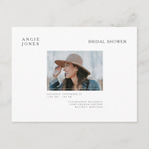 Eenvoudige foto Bridal Shower Invitation White Uitnodiging Briefkaart