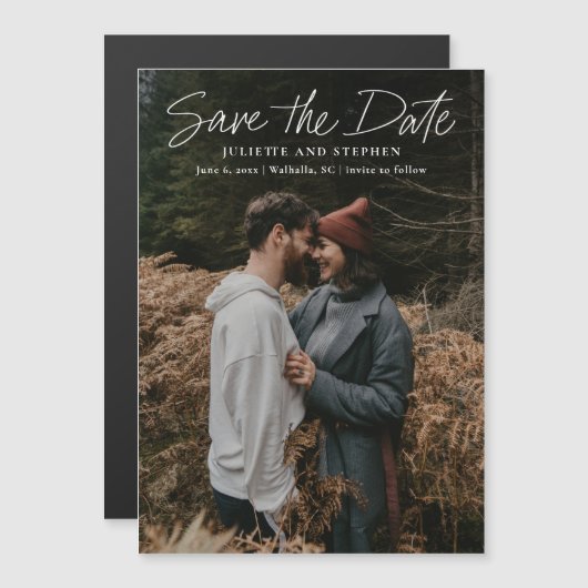 Eenvoudige foto bruiloft Bewaar de datum magneet (Voorkant / Achterkant)