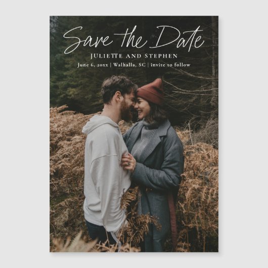 Eenvoudige foto bruiloft Bewaar de datum magneet (Voorkant)