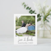 Eenvoudige foto bruiloft Dank u Briefkaart (Staand voorkant)