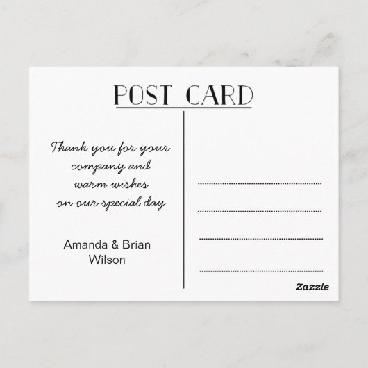 Eenvoudige foto bruiloft Dank u Briefkaart (Achterkant)