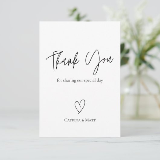 Eenvoudige foto-bruiloft Hartelijk dank Bedankkaart (Staand voorkant)