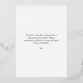 Eenvoudige Foto Bruiloft Jubileum Folie Kaart (Achterkant)