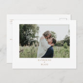 Eenvoudige foto bruiloft met website Save The Date Aankondigingskaart (Voorkant / Achterkant)