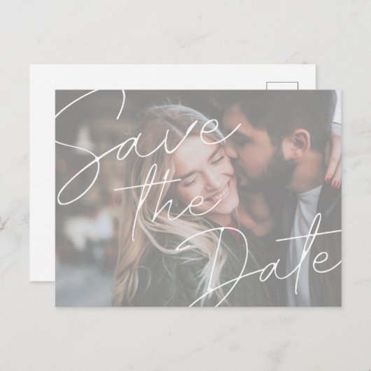 Eenvoudige foto bruiloft opslaan van de datum brie aankondigingskaart (Voorkant / Achterkant)