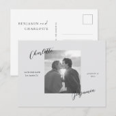 Eenvoudige foto bruiloft opslaan van de datum brie aankondigingskaart (Voorkant / Achterkant)