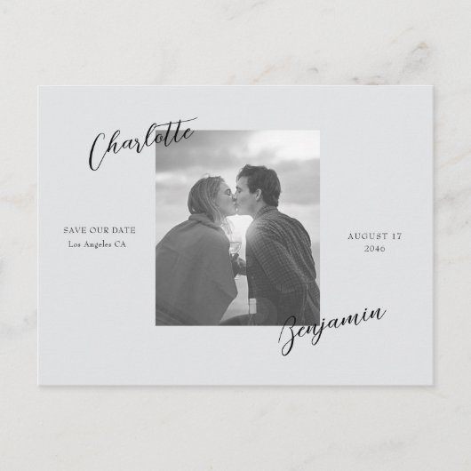 Eenvoudige foto bruiloft opslaan van de datum brie aankondigingskaart (Voorkant)
