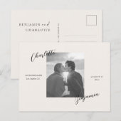 Eenvoudige foto bruiloft opslaan van de datum brie aankondigingskaart (Voorkant / Achterkant)