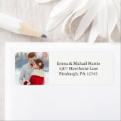 Eenvoudige foto-bruiloft retourlabels etiket (Insitu)