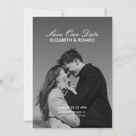 Eenvoudige foto bruiloft save the date (Voorkant)