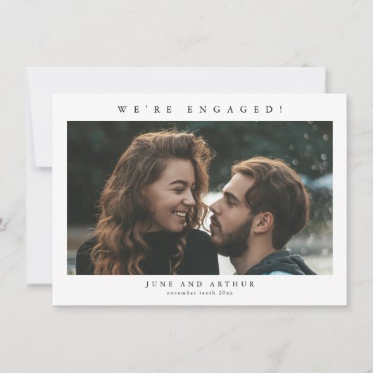 Eenvoudige foto bruiloft verlovingsfeest kaart (Voorkant)