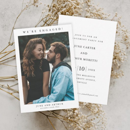 Eenvoudige foto bruiloft verlovingsfeest kaart