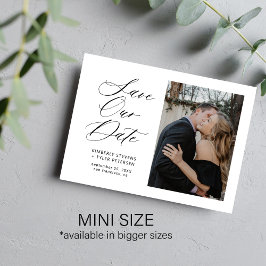 Eenvoudige foto-chic elegant script bruiloft, beha notitiekaartje