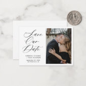 Eenvoudige foto-chic elegant script bruiloft, beha notitiekaartje (Voorkant / Achterkant in situ)