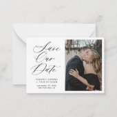 Eenvoudige foto-chic elegant script bruiloft, beha notitiekaartje (Voorkant)